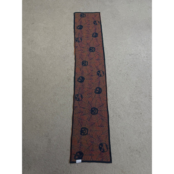 Halloween Table Runner Black and Orange Spiderweb Pumpkin Print - Picture 2 of 5